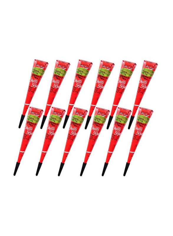 

Vimal's Sehnaaz Instant Chilli Red Golecha Henna Mehandi Cone, 12-Pieces x 28gm, Red