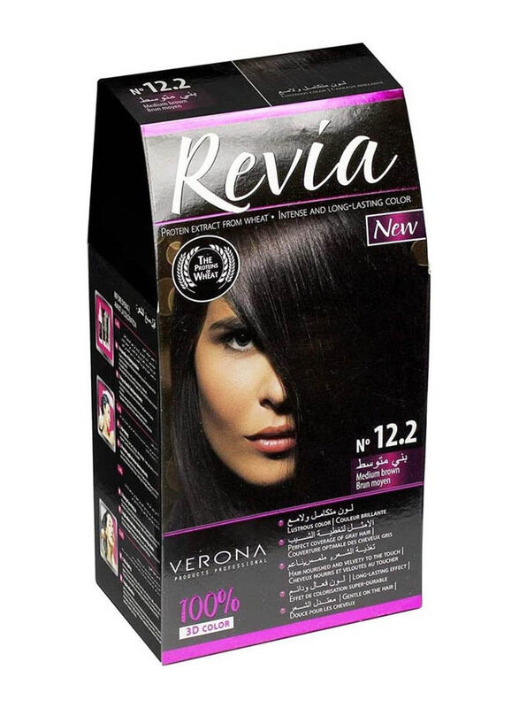 

Revia Permanent 3D Hair Color, 120ml, No. 12.2 Medium Brown