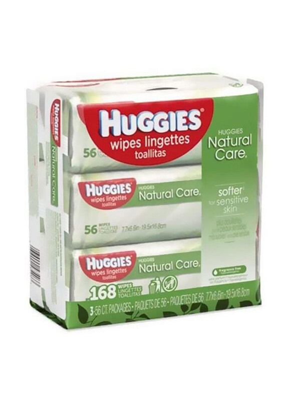 

Huggies 3 x 56 Pieces Natural Care Baby Wipes, White