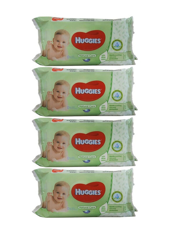 

Huggies 4 x 56 Pieces Natural Care Baby Wipes, White