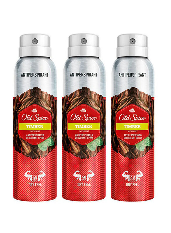 

Old Spice Timber Antiperspirant And Deodorant Spray, 3 x 150ml