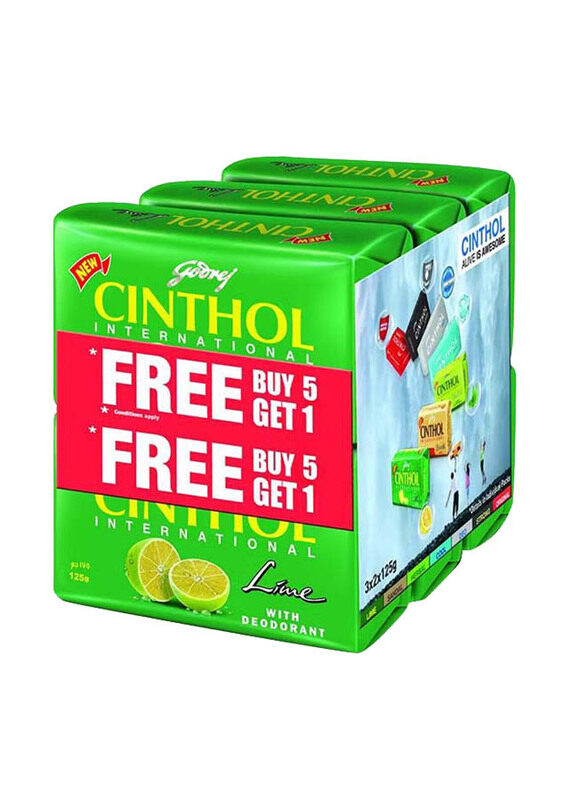 

Cinthol Lime with Deodorant Bath Soap, 6 x 125g