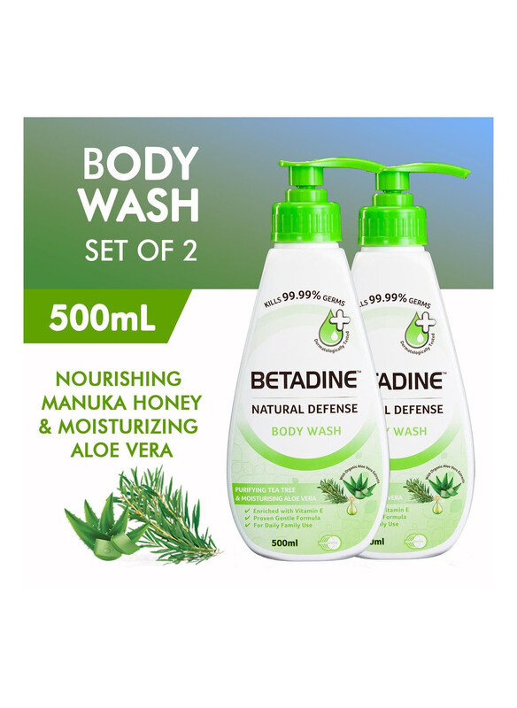 

Betadine Anti Bacterial Natural Defense Body Wash, 500ml, 2 Pieces