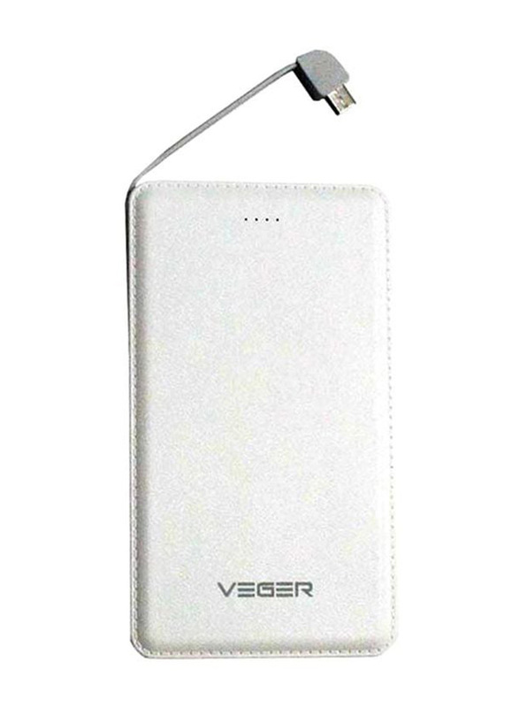 

Veger 15000mAh Wireless Fast Charging Power Bank with Connector & LED Indicator, White