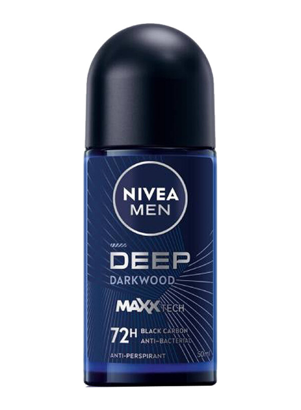 

Nivea Deep Black Carbon Dark Wood Antiperspirant Roll-On, 50ml