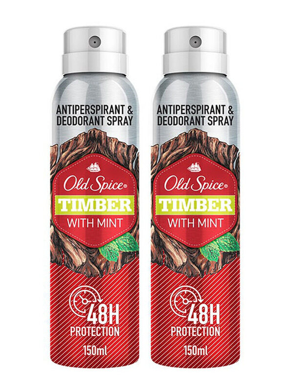 

Old Spice Timber with Mint Antiperspirant & Deodorant Spray, 2 x 150ml