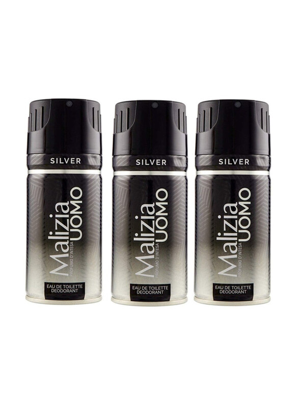 

Malizia Uomo Deo Silver Body Spray, 3 x 150ml