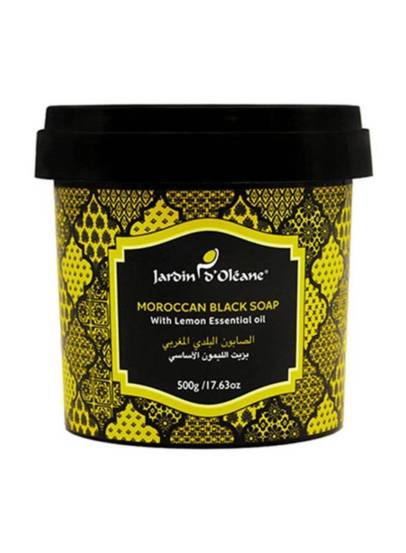 

Jardin D Oleane Moroccan Black Soap with Lemon Essential Oil, 500gm