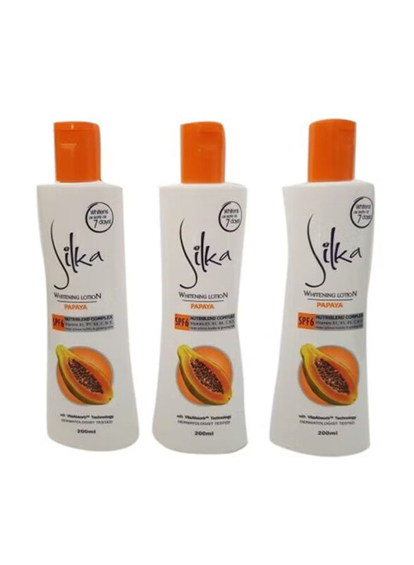 

Silka SPF 6 Whitening Papaya Lotion, 3 x 200ml