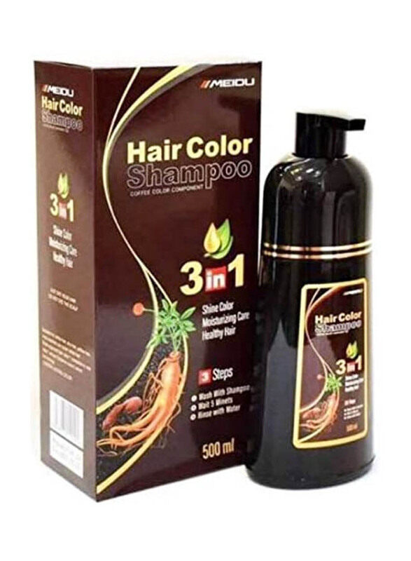

Meidu 3 in One Permanent Hair Dye Shampoo, 500ml, Dark Brown