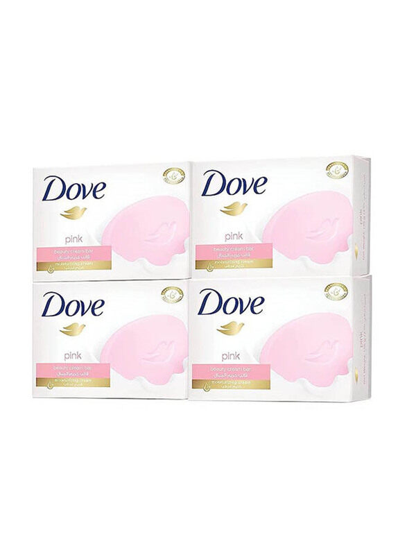 

Dove Pink Moisturising Soap Bar for All Skin Types With One Fourth Moisturising Cream, 4 x 125g