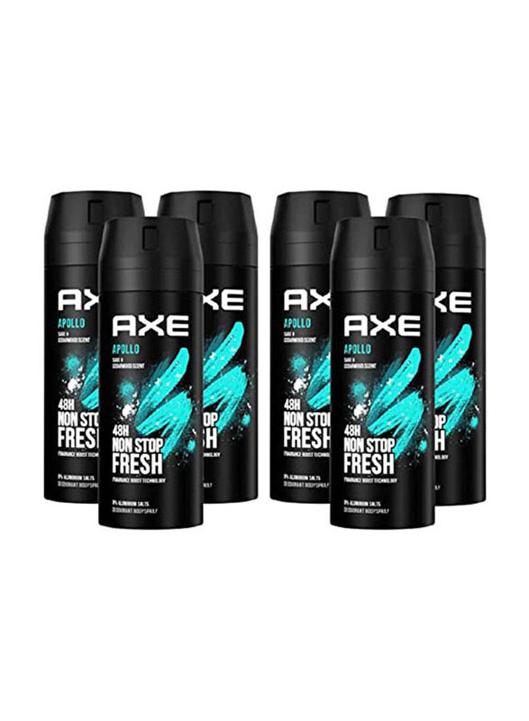 

Axe Apollo Fresh Body Spray Deodorant, 6 x 150ml