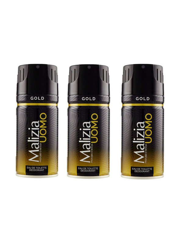 

Malizia Uomo Deo Gold Body Spray, 3 x 150ml