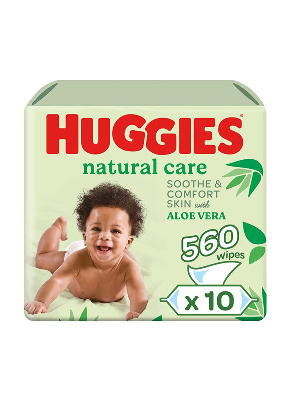 

Huggies 10 x 56 Pieces Natural Care Wet Baby Wipes, White