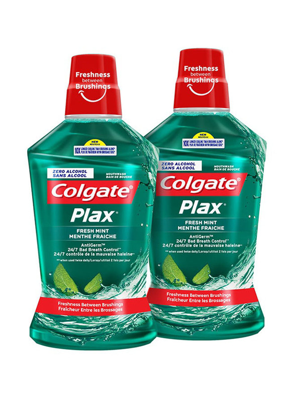 

Colgate Plax Fresh Mint Mouthwash, 2 x 500ml