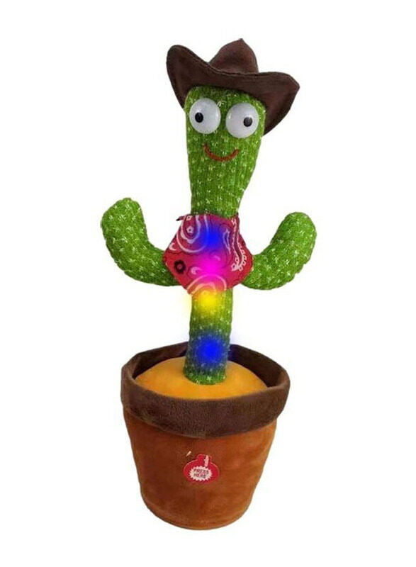 

Generic Cute And Beautiful Dancing Cactus Plush Stuffed Toy with Music and Light, Ages 1+, Multicolour