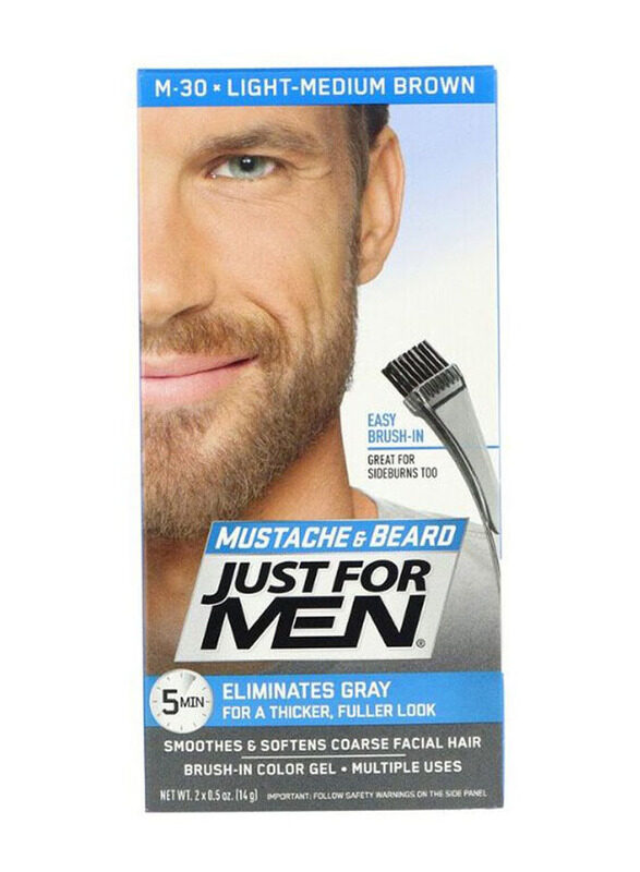 

Just For Men Mustache Beard Brush-In Color Gel, 2 x 14gm, M-30 Light Medium Brown