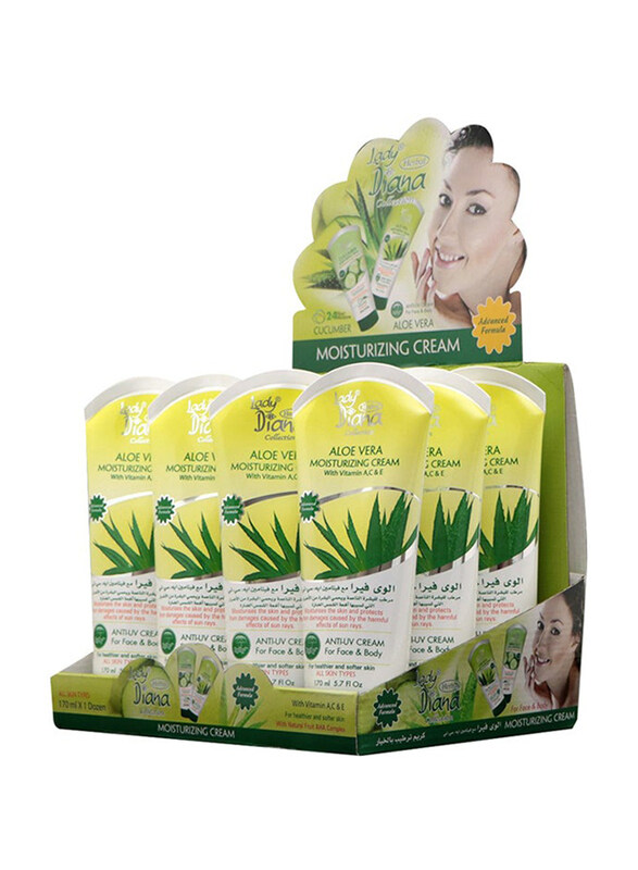 

Lady Diana Aleo Vera Moisturizing Face & Body Cream with Vitamin A, C & E, 12 x 170ml