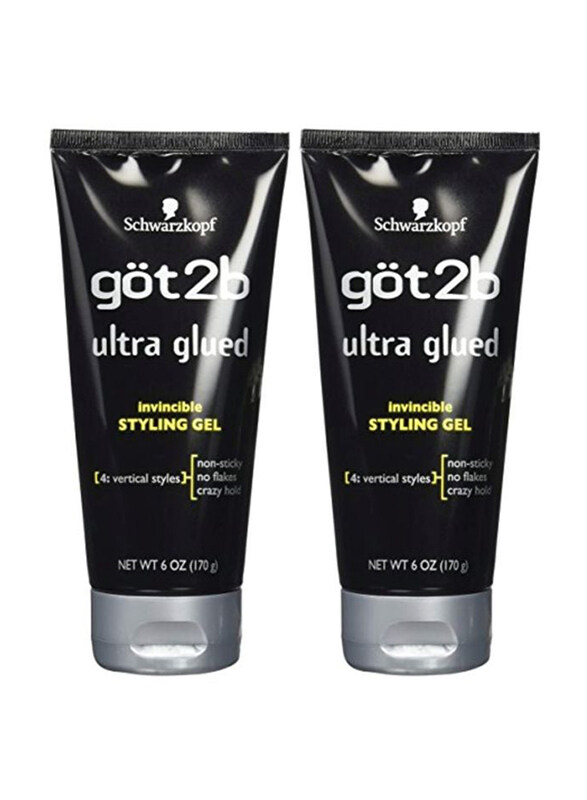

Got2B Ultra Glued Invincible Styling Hair Gel for All Hair Types, 2 x 6oz