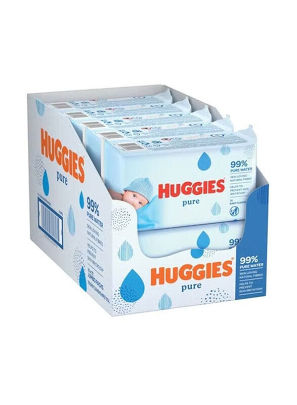 

Huggies 10 x 72 Pieces 99% Pure Water Baby Wipes, White