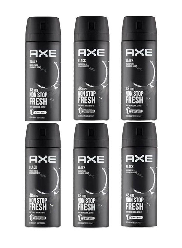 

AXE Non Stop Fresh Black Body Spray Deodorant, 6 x 150ml