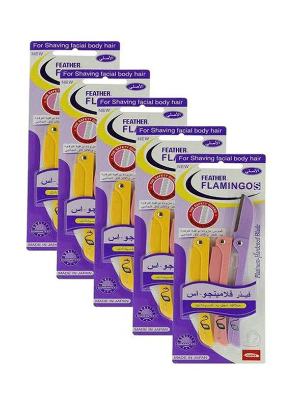 

Feather-Flamingo Facial Touch-up Stainless Steel Safe Razor, 5 Pieces