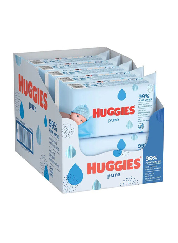 

Huggies 10 x 56 Pieces Pure Wet Baby Wipes, White