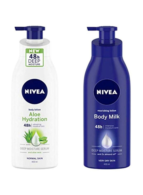 

Nivea Aloe Hydration Body Lotion with Deep Moisture Serum Set, 2 x 400ml