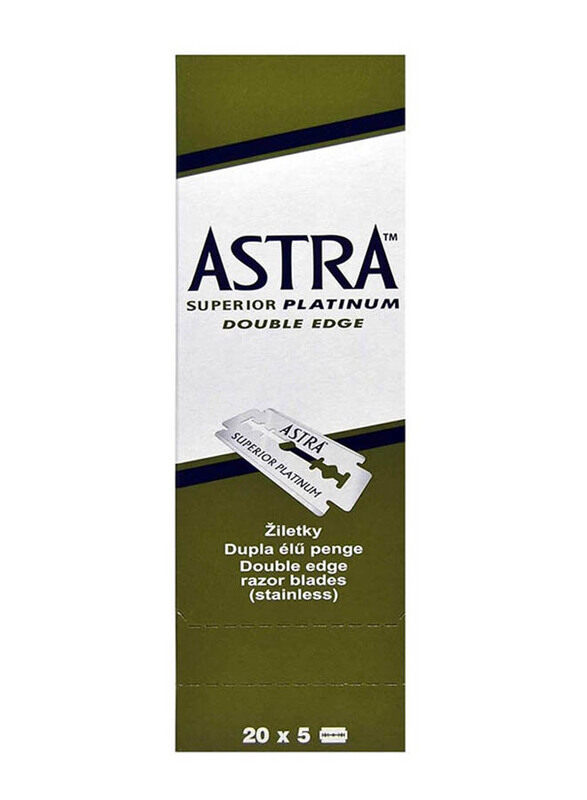 

Astra Platinum Double Edge Shaving Razor Blade, 100 Pieces, Silver