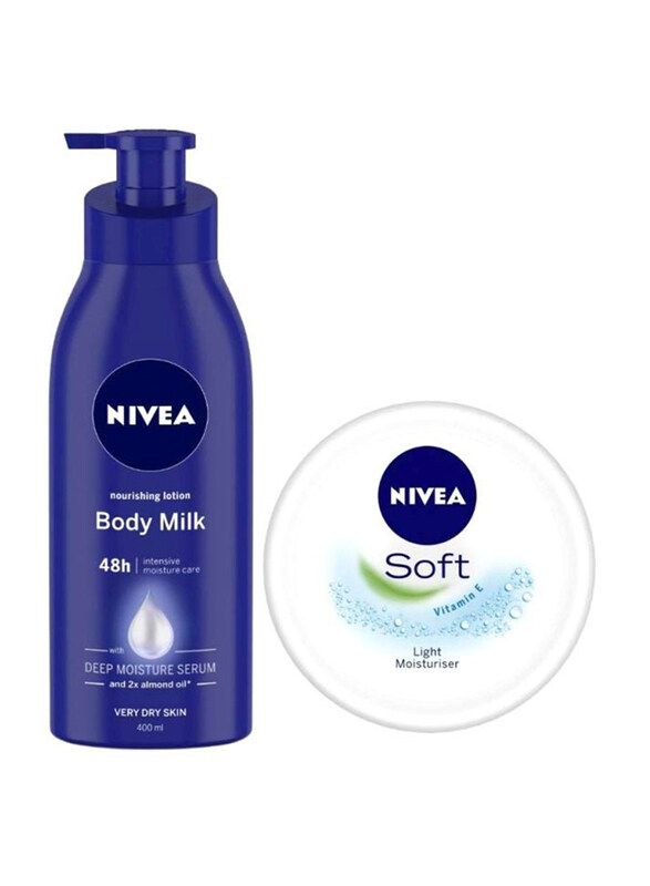 

Nivea Nourishing Lotion Body Milk With Soft Light Moisturising Cream Body Milk and Moisturising Cream, 2 Pieces