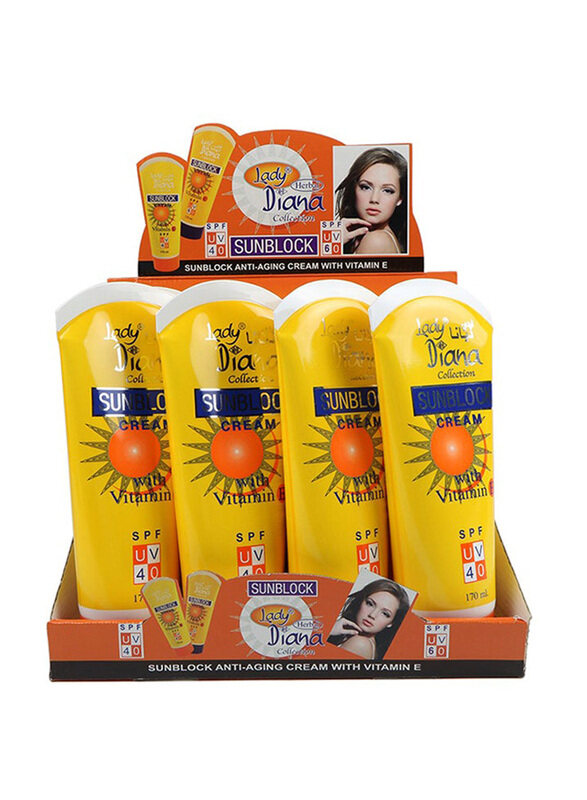 

Lady Diana Sunblock Cream with Vitamin E SPF UV 40, 170ml, 4 Pieces