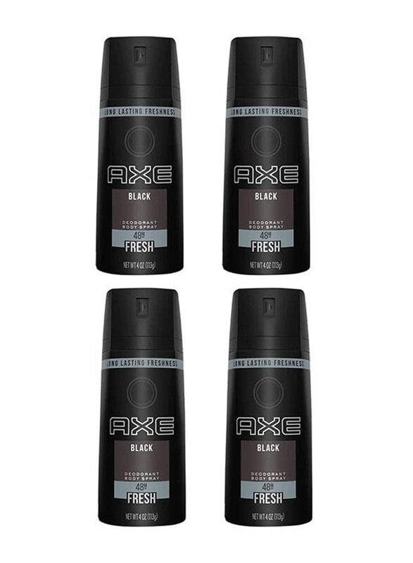 

Axe Black Body Spray Deodorant, 4 Pieces