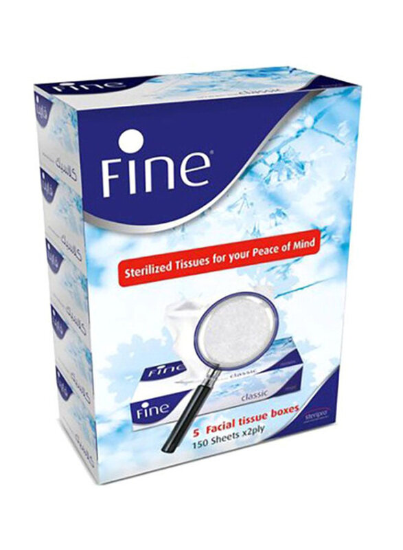 

Fine Sterlized Facial Tissue Set, 5 x 150 Sheets