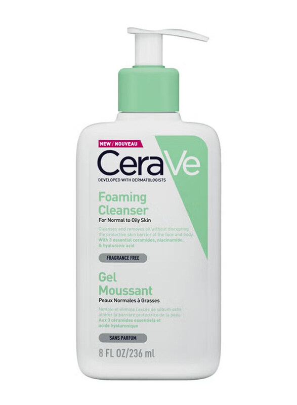 

Cerave Foaming Cleanser for Normal to Oily Skin with Hyaluronic Acid, 236ml