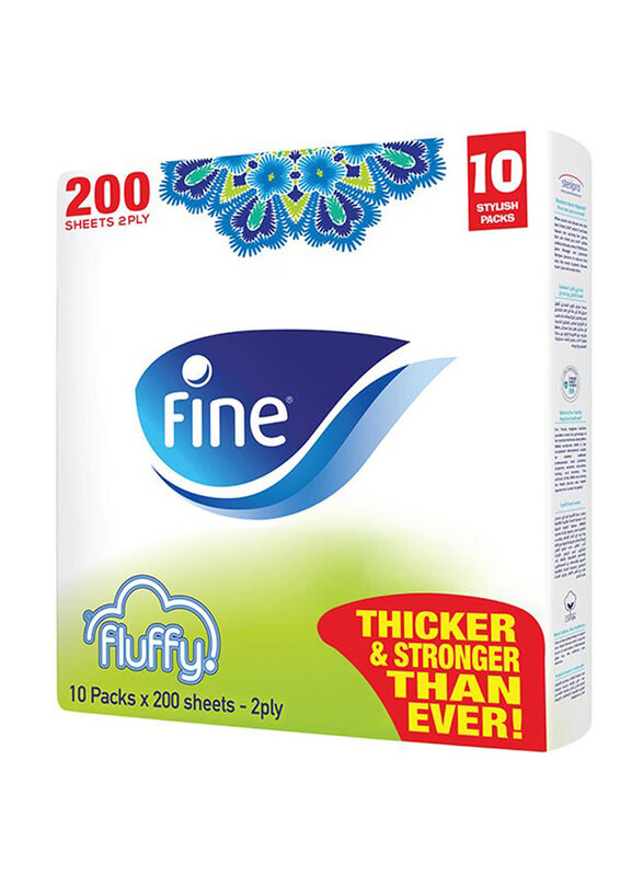 

Fine Fluffy Sterilized Facial Tissues, 2 Ply x 10 x 200 Sheets