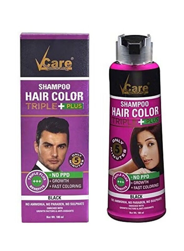 

Vcare Triple Plus Shampoo Hair Colour, 180ml, Black