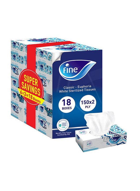 

Fine Sterilized Facial Tissue, 2 Ply x 18 x 150 Sheets