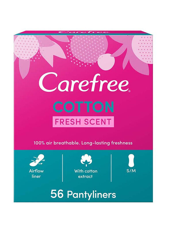 

Carefree Cotton Extract Fresh Scented Pads With Panty Liner, 56 Sheets