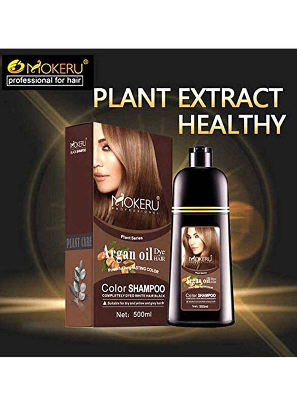 

Mokeru Argan Oil Dye Hair Color Shampoo, 500ml, Dark Brown