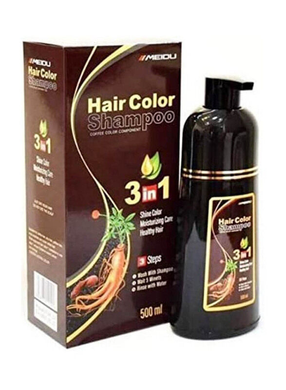 

Meidu 3 in One Permanent Hair Dye Shampoo, 500ml, Dark Brown