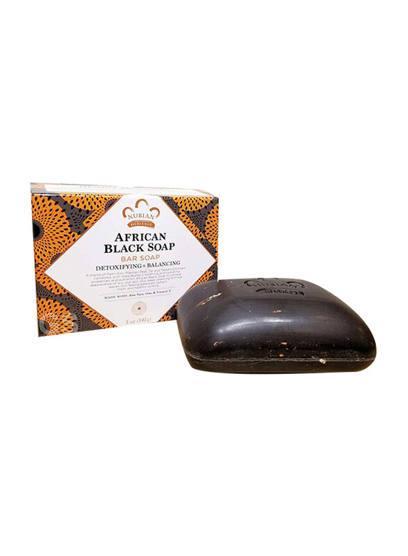 

Nubian African Black Soap with Oat Aloe & Vitamin E, 2 x 5oz, Black