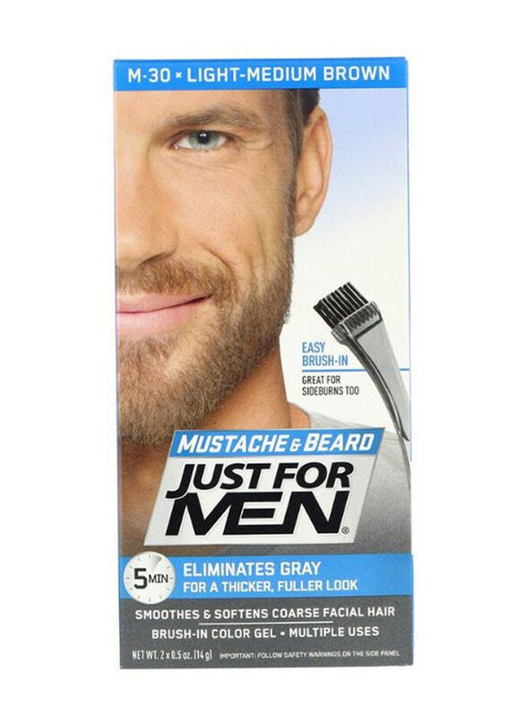 

Just For Men Mustache Beard Brush-In Color Gel, 2 x 14gm, M-30 Light Medium Brown