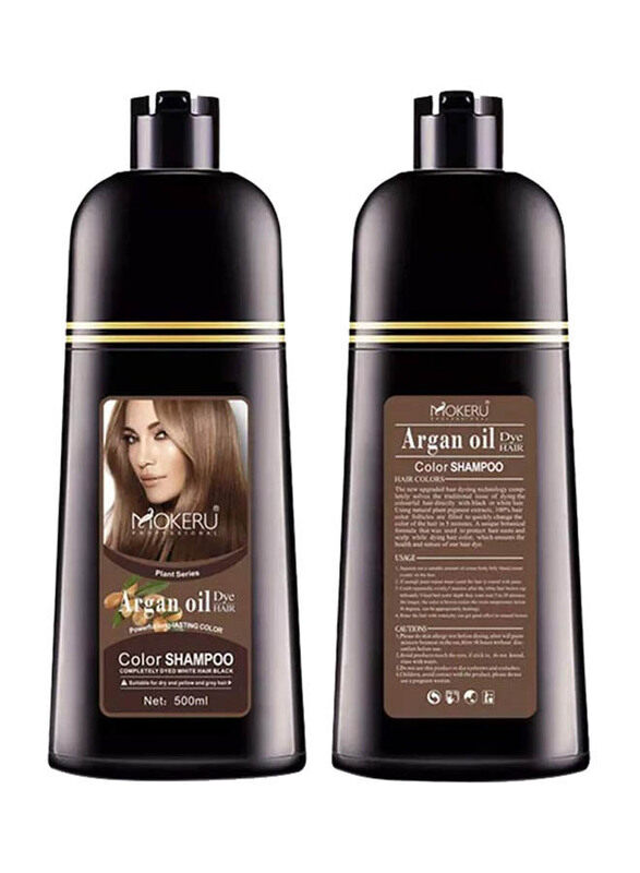 

Mokeru Professional Argan Oil Hair Dye Color Shampoo, 500ml, Brown