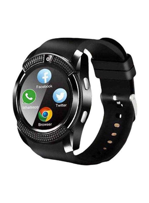 

Generic V8 Portable Bluetooth Round Screen Smartwatch with Camera & GPS, Black
