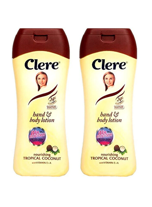 

Clere Hand and Body Lotion With Nourishing Tropical Coconut, 2 x 13.5oz