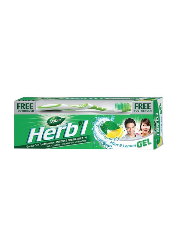 

Dabur Herbal Mint and Lemon Green Gel Toothpaste with Toothbrush, 150gm