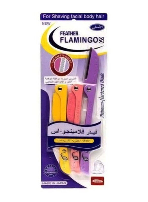 

Feather Flamingos Facial Touch-up Stainless Steel Safe Razor, 3 x 26gm