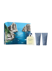 Dolce & Gabbana 3-Piece Light Blue Gift Set for Men, 125ml EDT, 50ml Aftershave Balm, 50ml Shower Gel