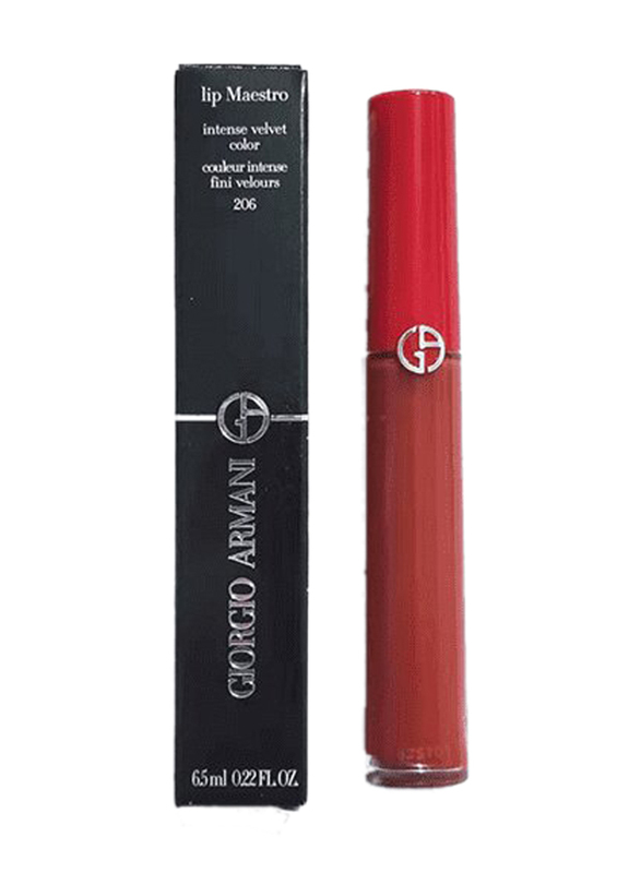 Giorgio Armani Lip Maestro Intense Velvet Color Liquid Lipstick, 6.5ml, 206 Cedar, Red