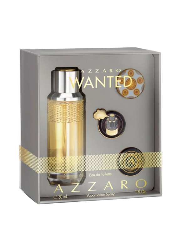 Azzaro Wanted 4-Piece Gift Set for Men, 30ml EDT, 3 Pin's